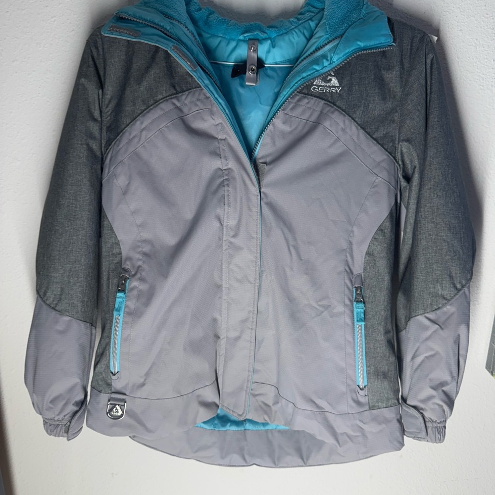 Gerry Weber Kids Two-Tone Gray and Blue winter Puffer Jacket, ski jacket, zipper